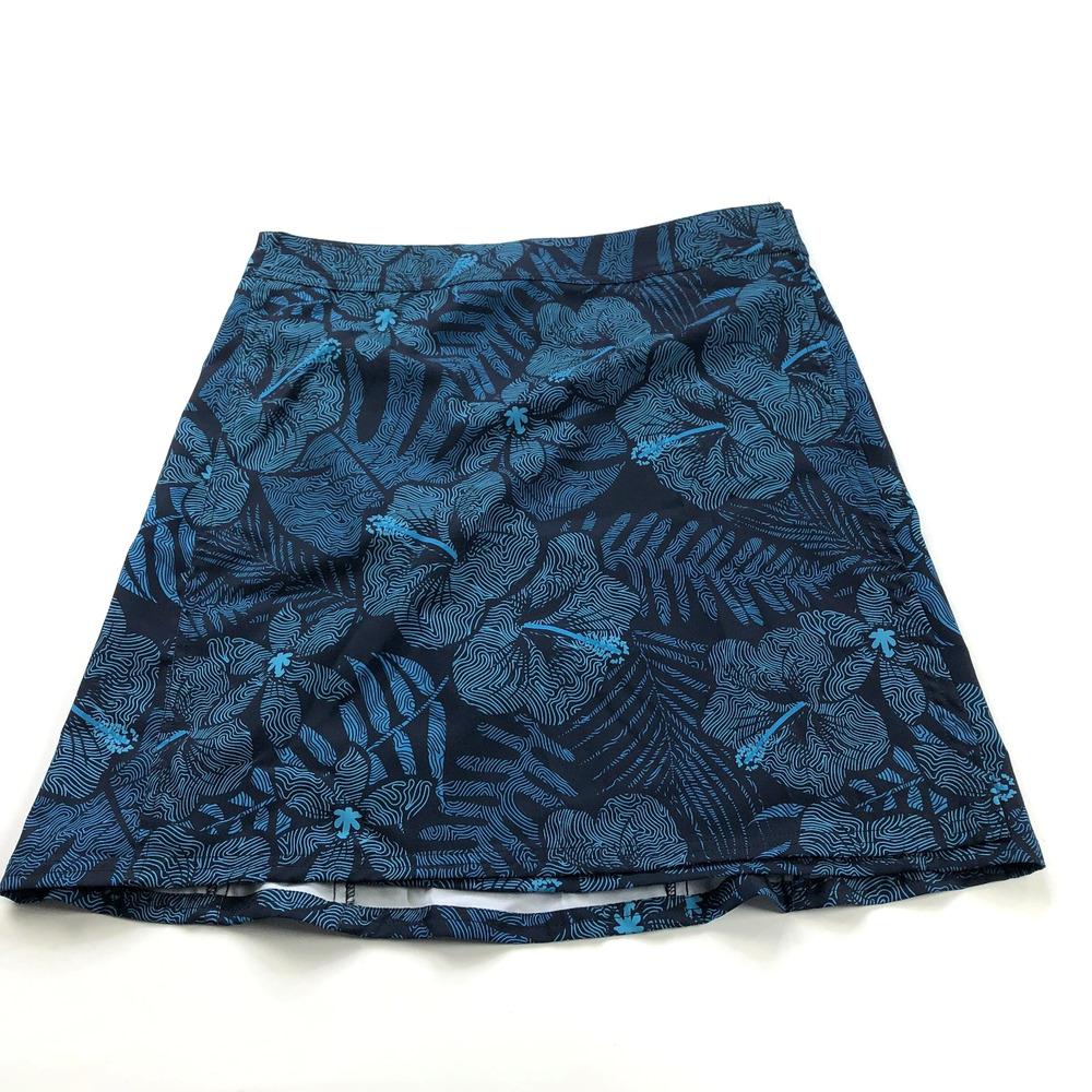 Navy Blue Floral A-Line Skirt